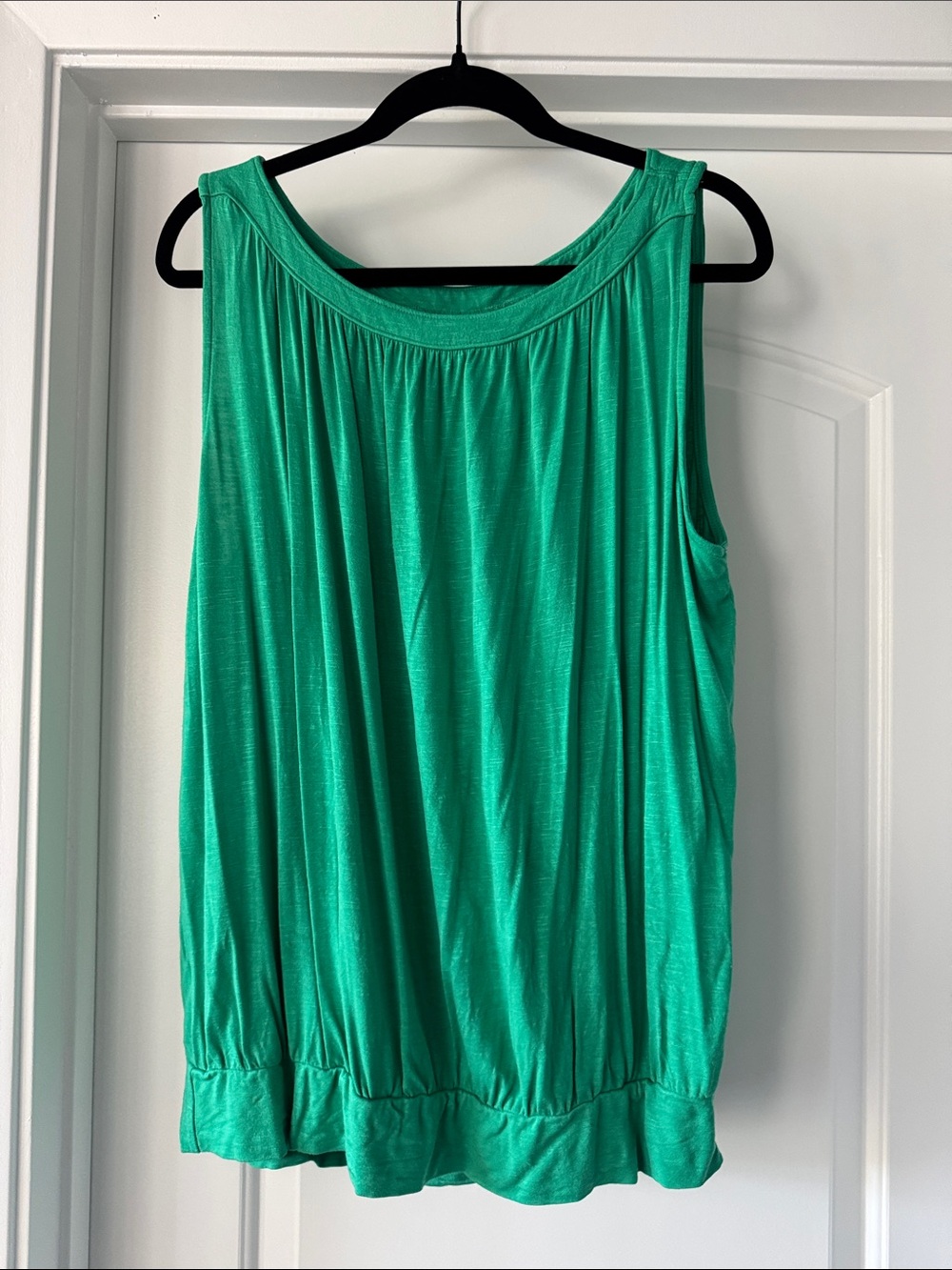 Ann Taylor Loft Outlet Sleeveless Gathered Hem Tank Top - Emerald Green